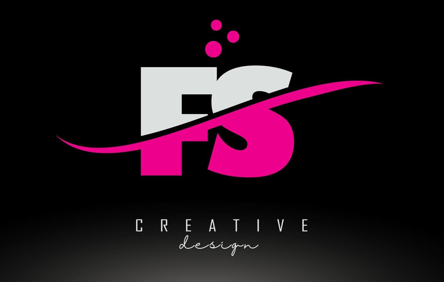 FS F S White and pink Letter Logo with Swoosh. vector