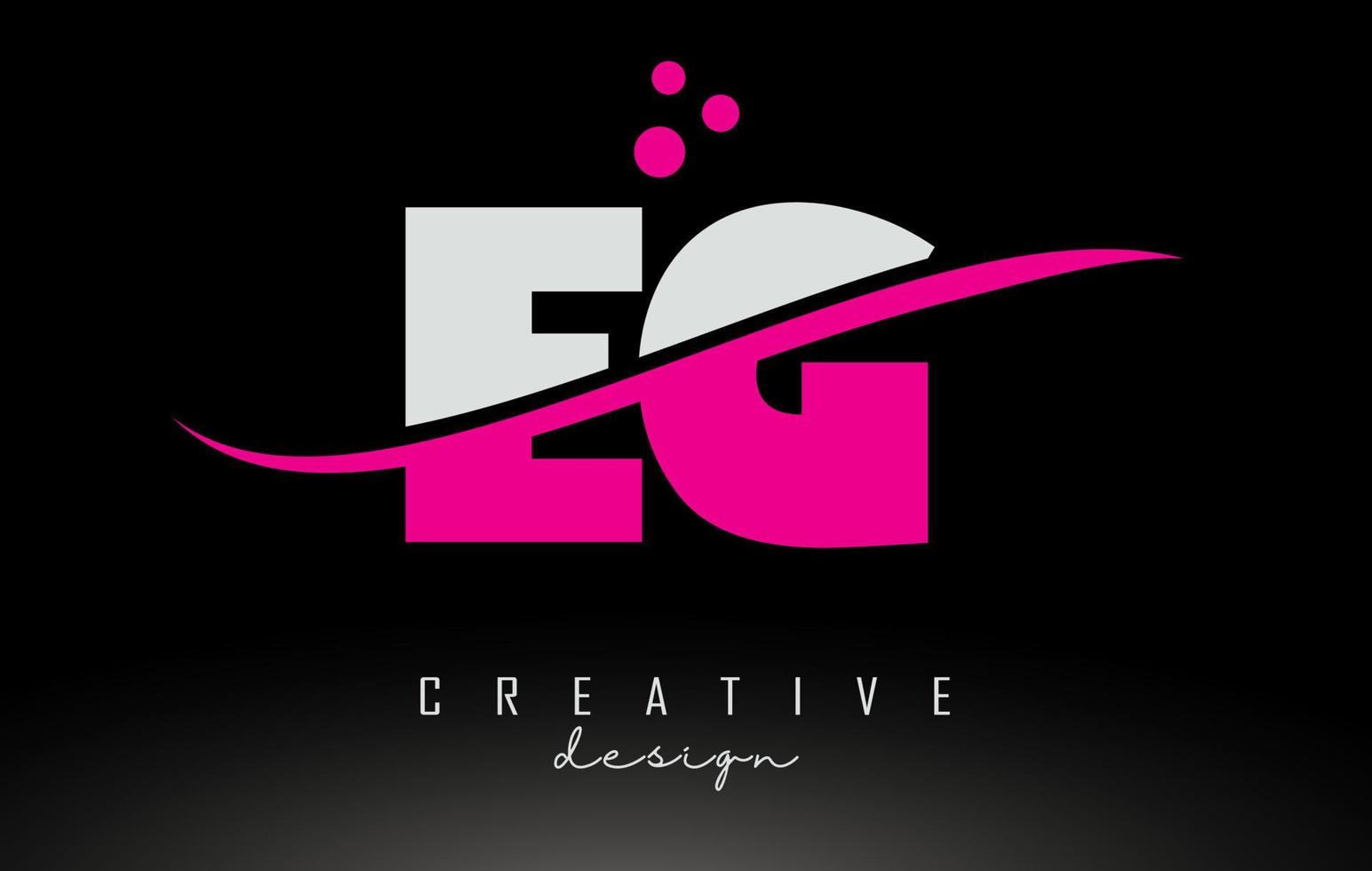 EG E G white and pink Letter Logo with Swoosh. vector