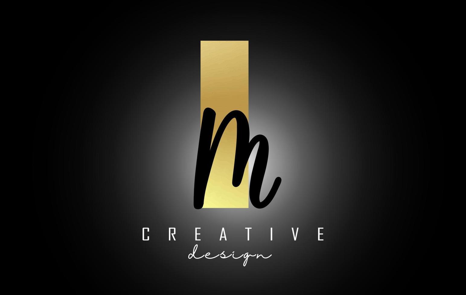 Golden Letters IM Logo with a minimalist design. Letters I and M with geometric and handwritten typography. vector