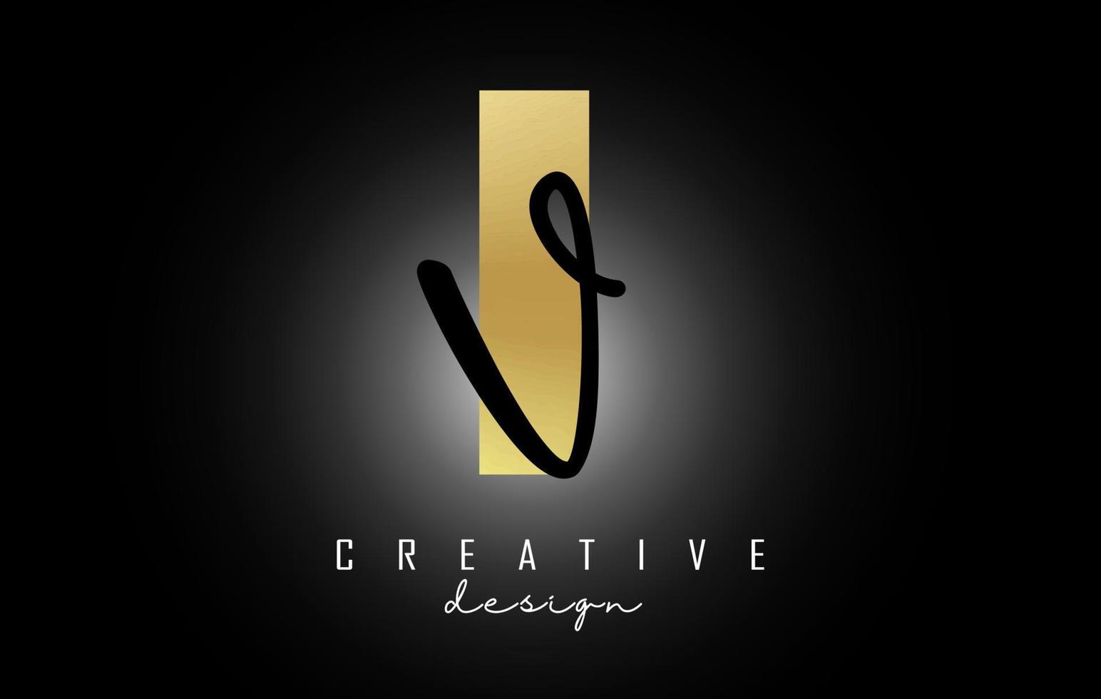 Golden Letters IV Logo with a minimalist design. Letters I and V with geometric and handwritten typography. vector