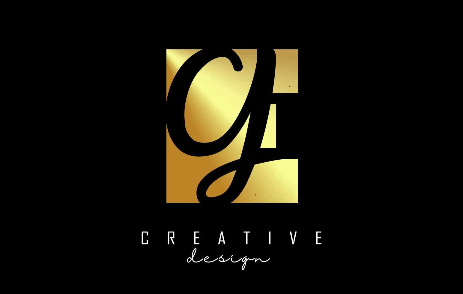 Golden Letters EG Logo with a minimalist design. Letters E and G with geometric and handwritten typography. vector