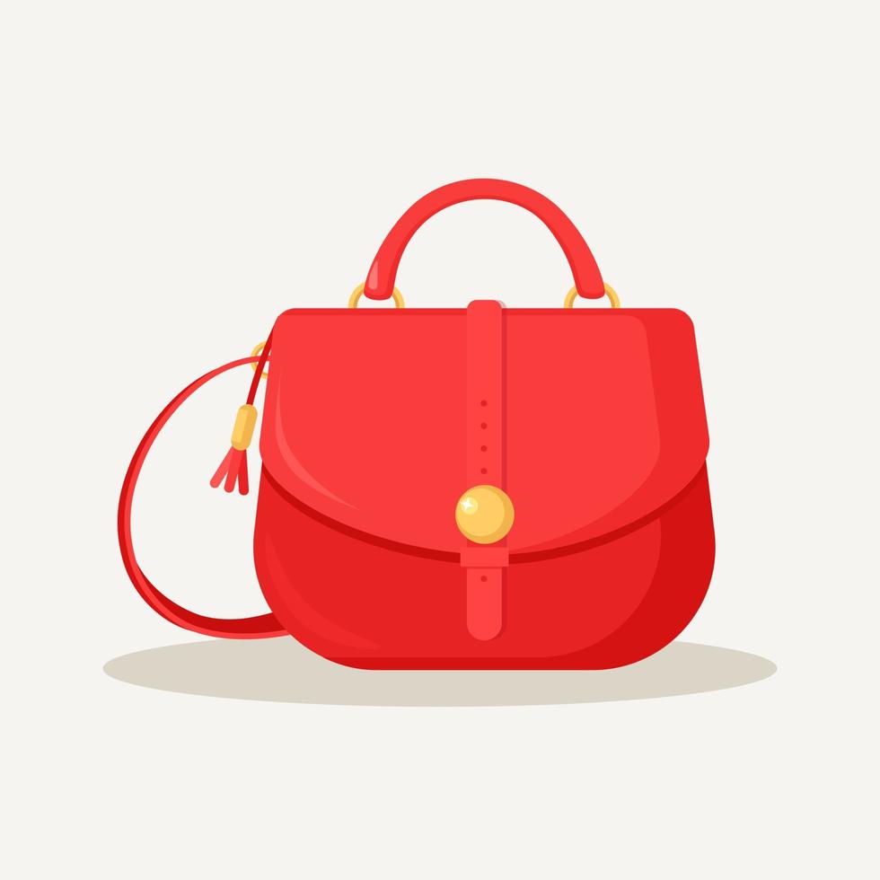 bolso femenino para compras, viajes, vacaciones. bolso de cuero con asa aislado sobre fondo blanco. hermosa colección casual de accesorios de mujer de verano. diseño plano vectorial vector