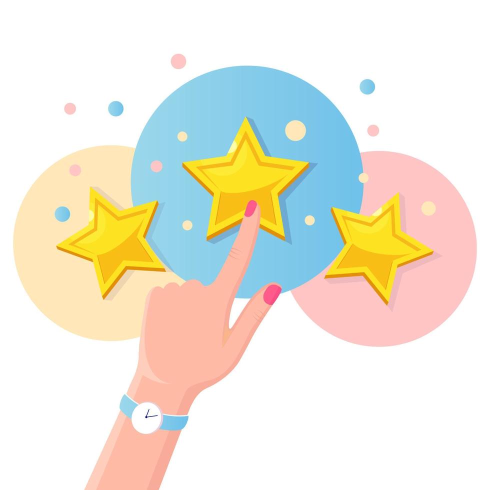Star rating. Client feedback, customer review. Survey for marketing service. Vector fkat design