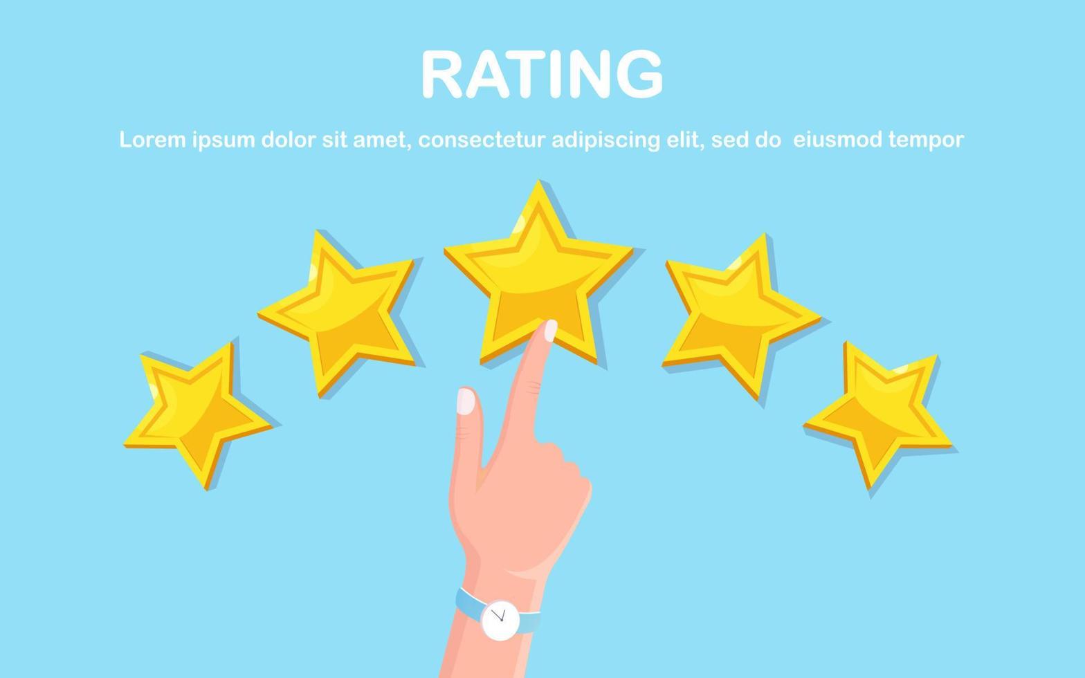 Star rating. Client feedback, customer review. Survey for marketing service. Vector fkat design