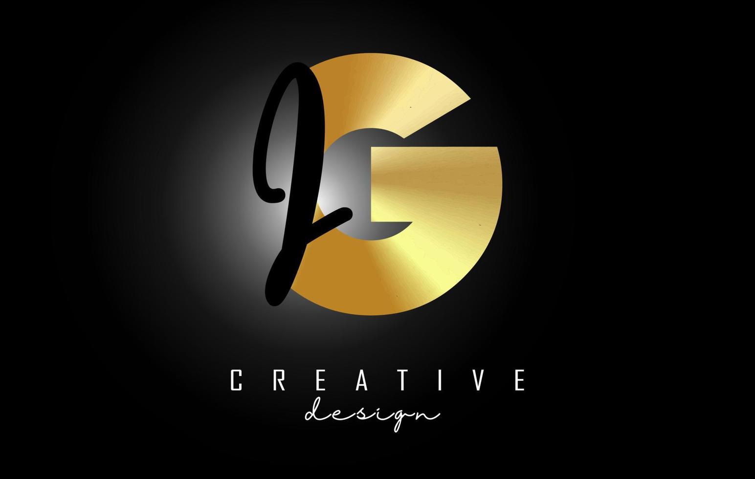 Golden Letters GI Logo with a minimalist design. Letters G and I with geometric and handwritten typography. vector
