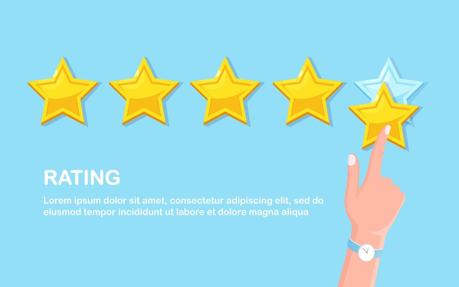 Star rating. Client feedback, customer review. Survey for marketing service. Vector fkat design