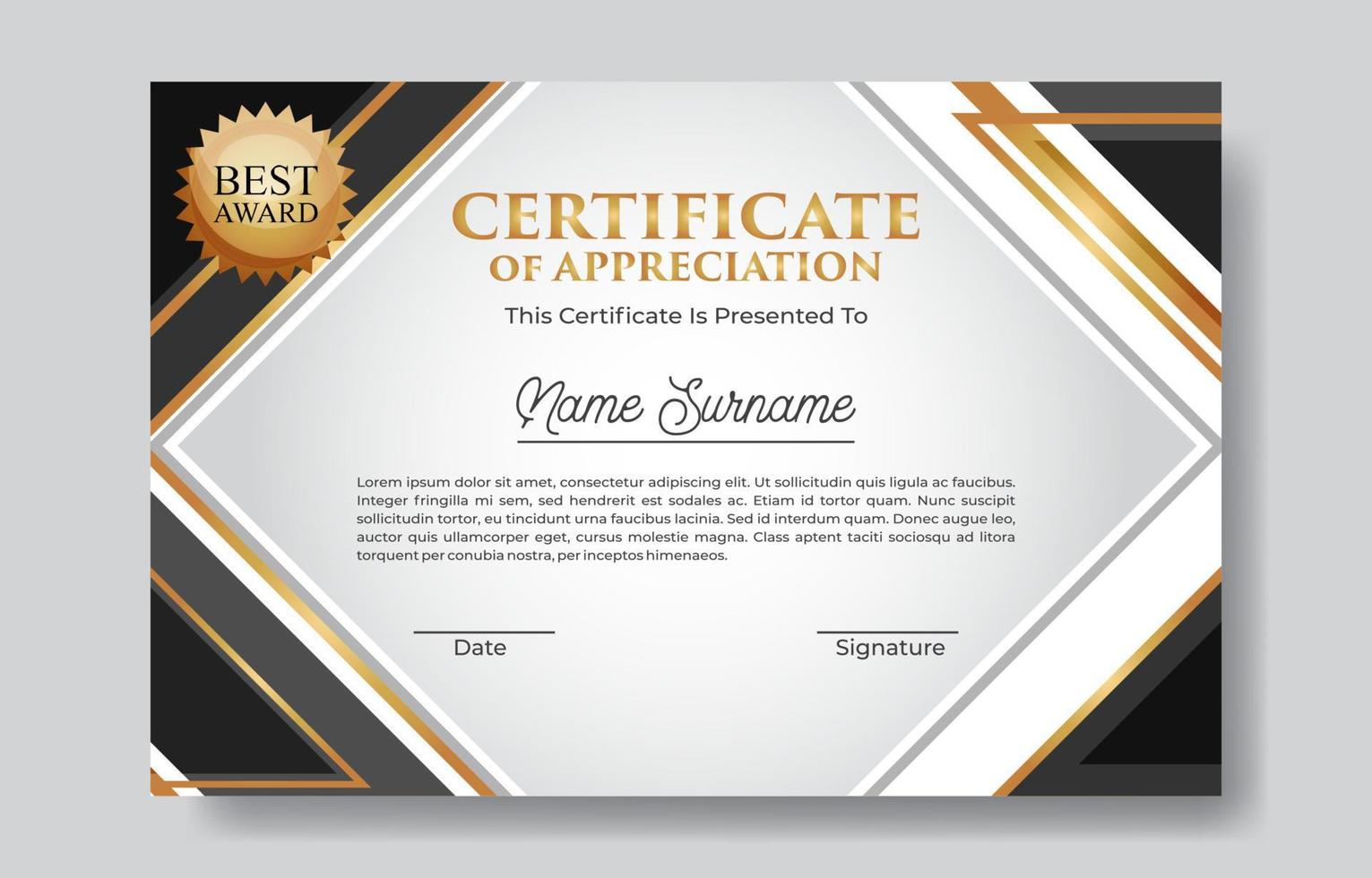 Modern Seminar Certificate of Graduation Template vector