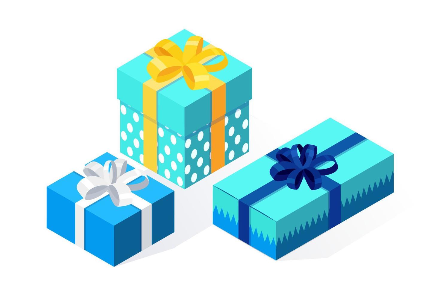 3d isometric gift box, present with ribbon, bow isolated on background. Christmas shopping concept. Surprise for anniversary, birthday, wedding. Vector cartoon design