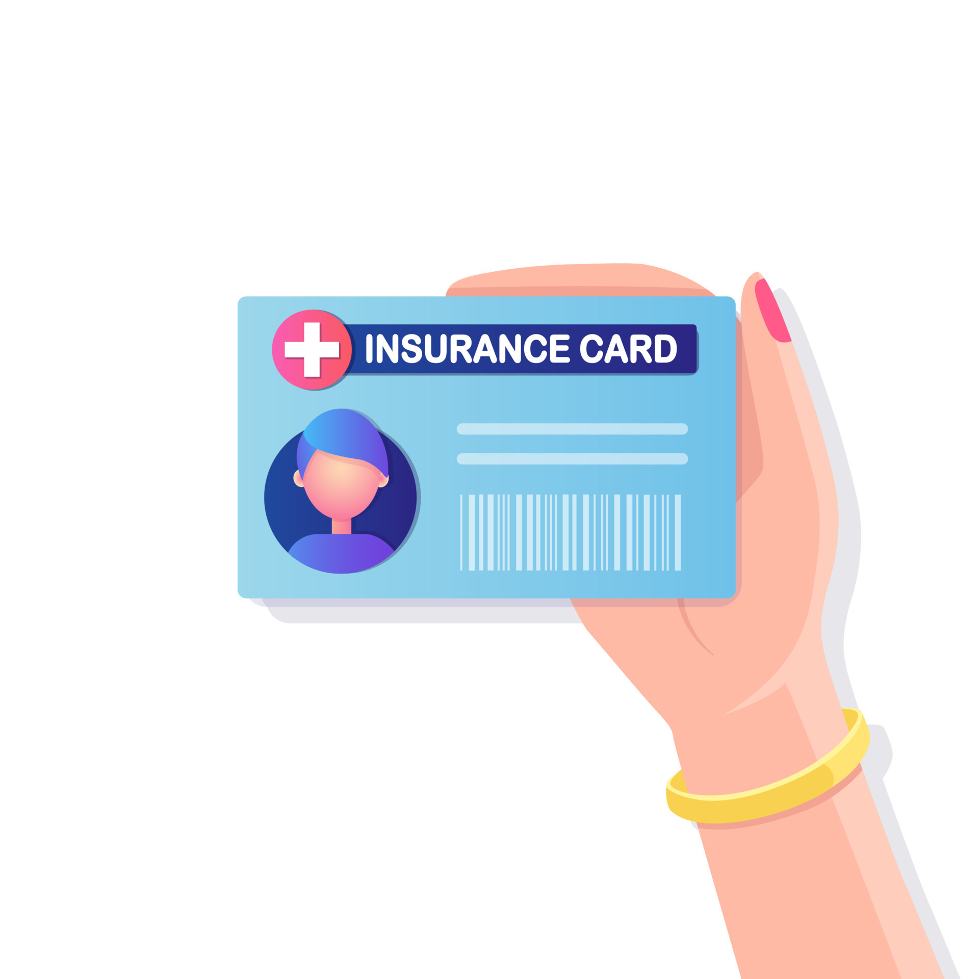 Health insurance card with cross icon isolatad on background. Medical