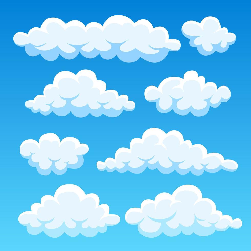 nubes de dibujos animados en el cielo azul. cloudscape aislado en el fondo.  cielo. diseño plano vectorial 6582200 Vector en Vecteezy