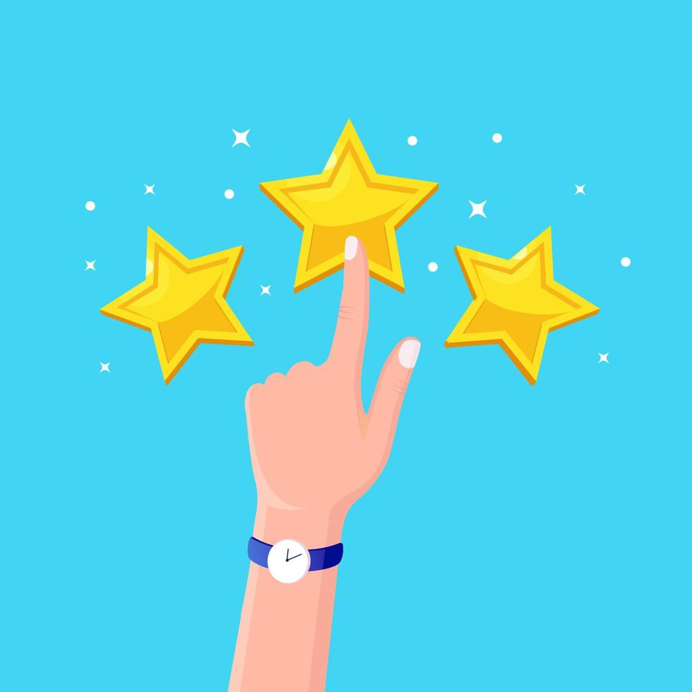 Star rating. Client feedback, customer review. Survey for marketing service. Vector flat design