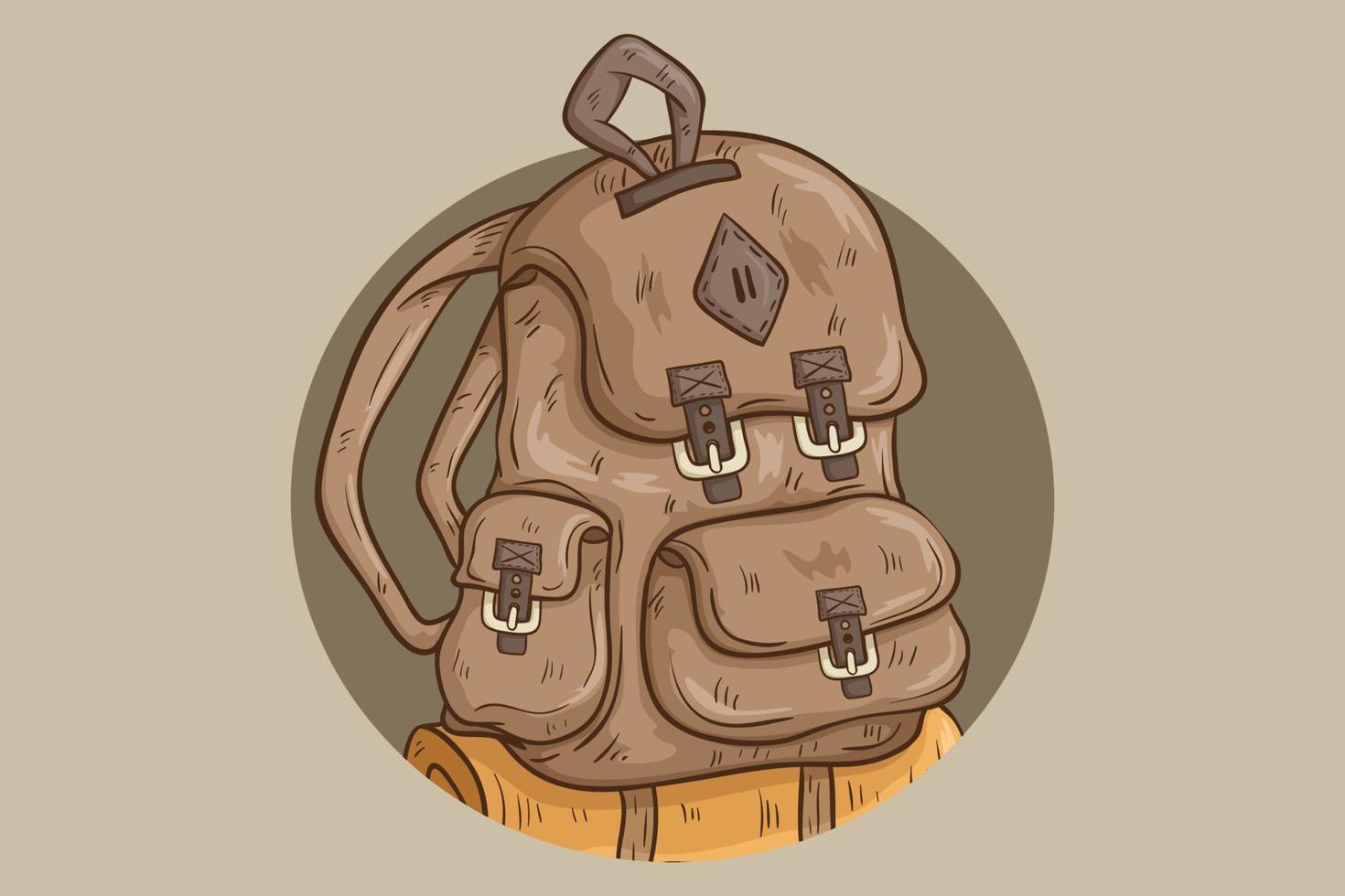 hiking bag with hand drawn style vector