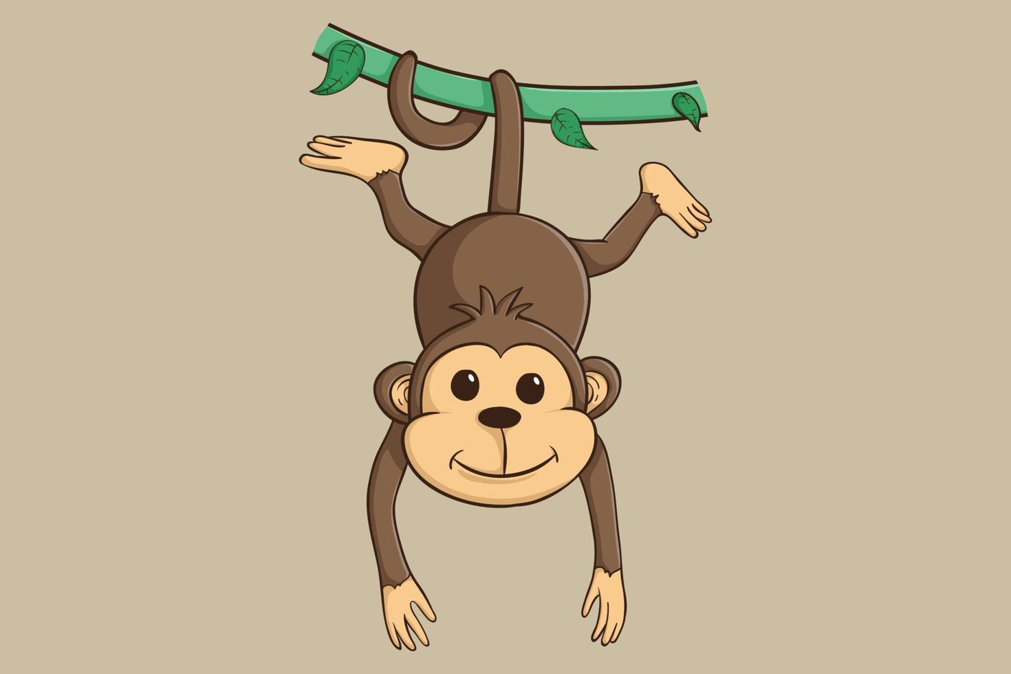 hanging monkey with cute face vector