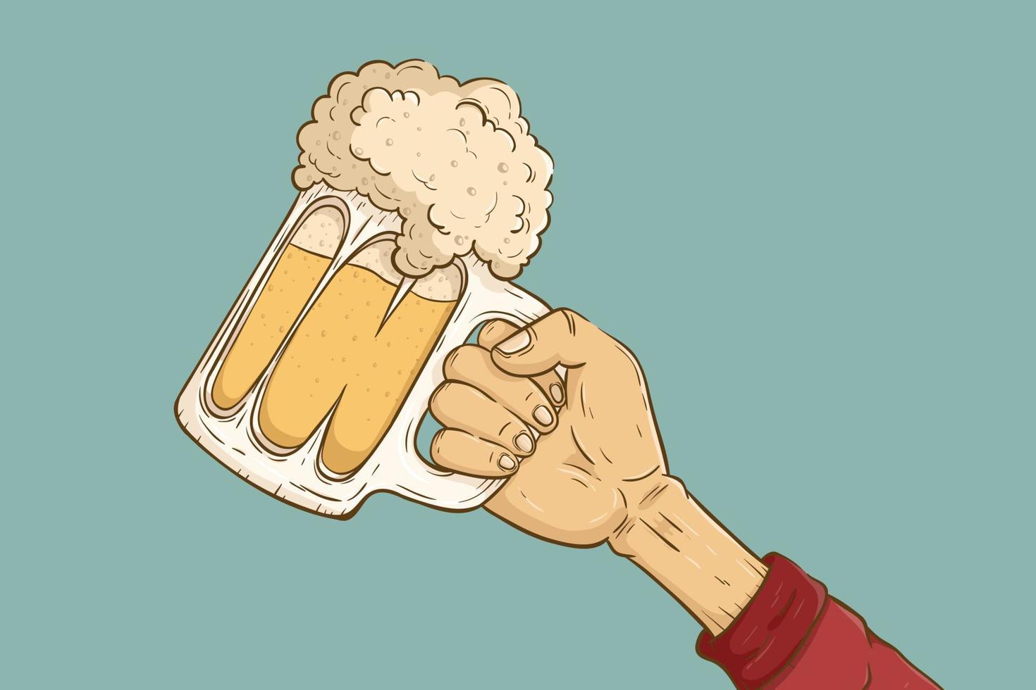 hand holding beer glass vector illustration