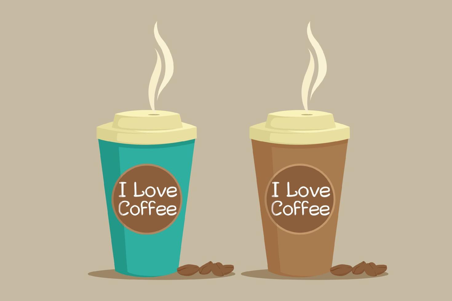 coffee paper cup with flat style vector