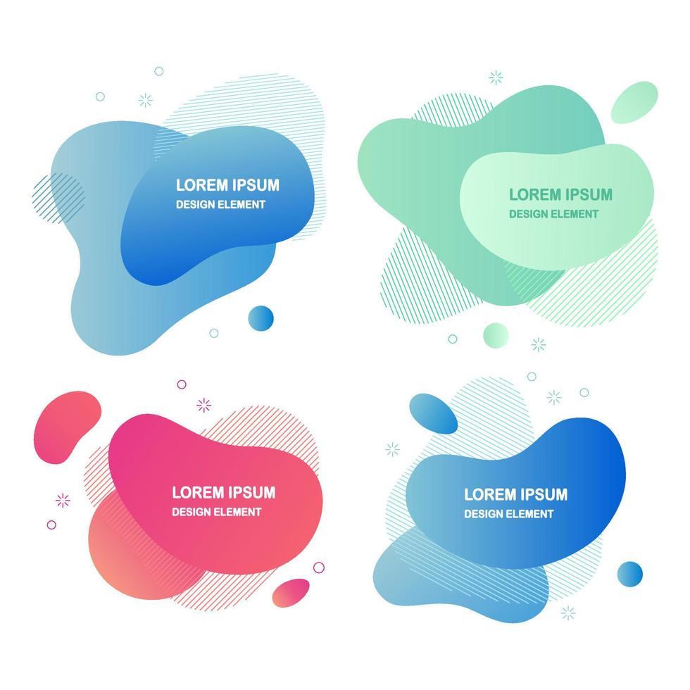 Set of abstract liquid shape isolated on white background. Gradient banner with fluid forms, wave, lines. Modern logo. Vector design