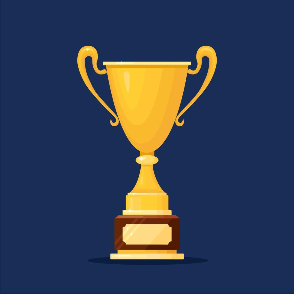 Trophy cup. Gold goblet isolated on background. Awards for winner, champion. Concept of victory, award, championship, leadership, achievement. Vector elements for logo, label, game, app design.