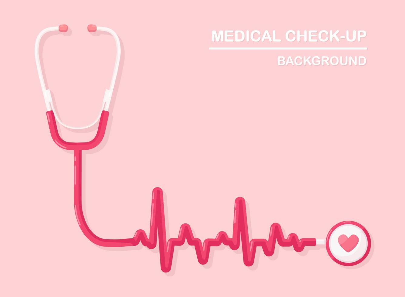 Medical stethoscope isolated on background. Healthcare, research of heart concept.  Vector flat design