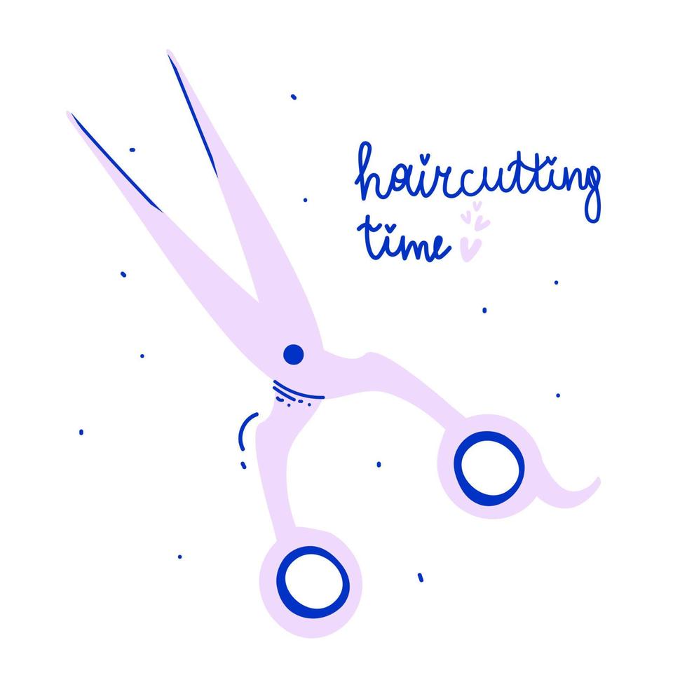 Modern vector illustration of hairdressing scissors in hand drawn style