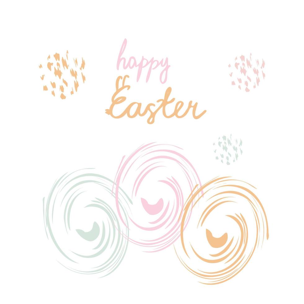 tarjeta de felicitación de pascua pastel moderna con huevos de pascua en estilo dibujado a mano vector