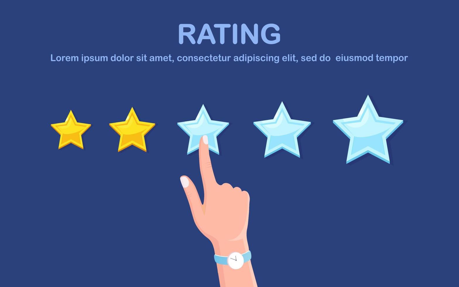 Star rating. Client feedback, customer review. Survey for marketing service. Vector flat design.