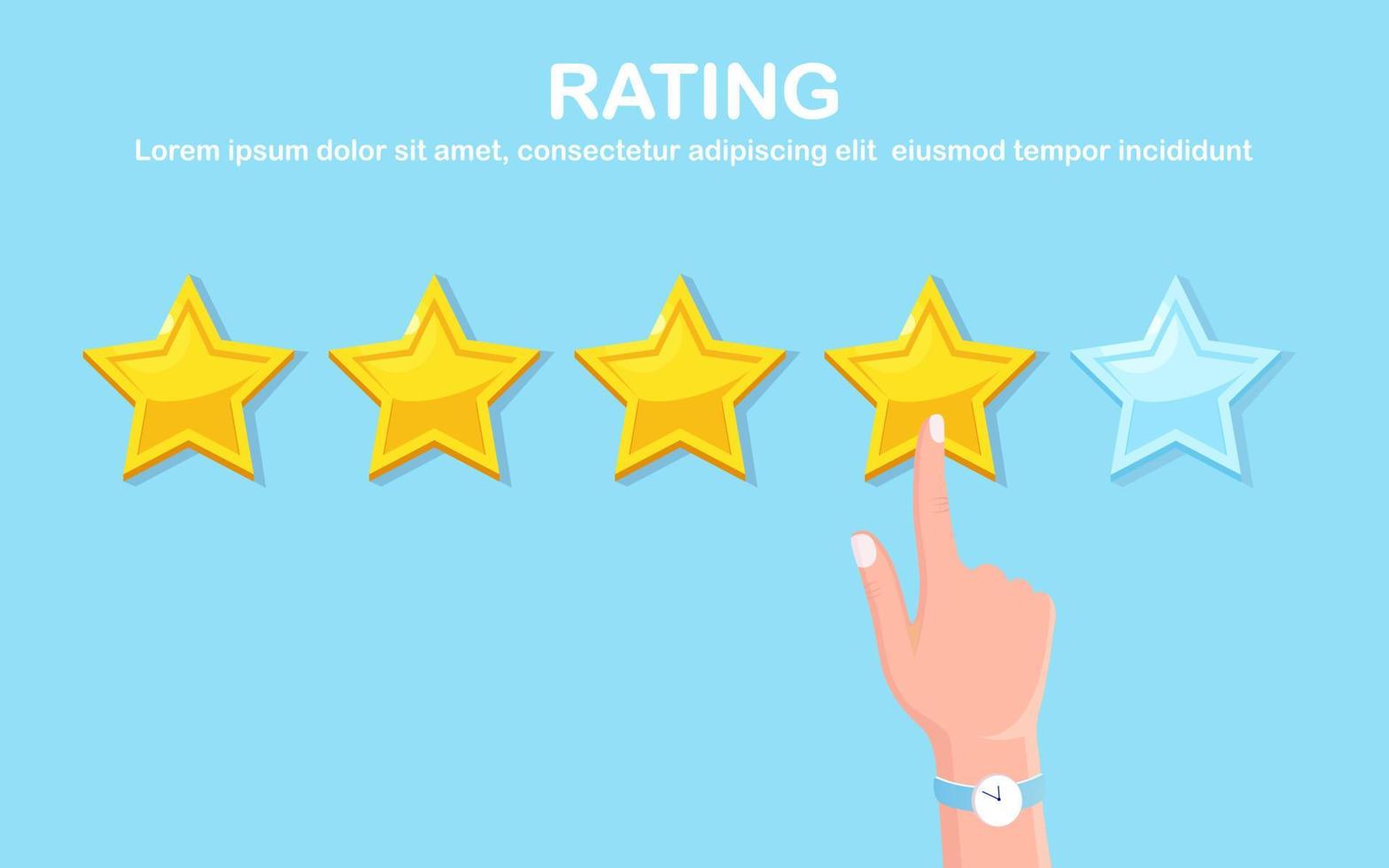 Star rating. Client feedback, customer review. Survey for marketing service. Vector fkat design