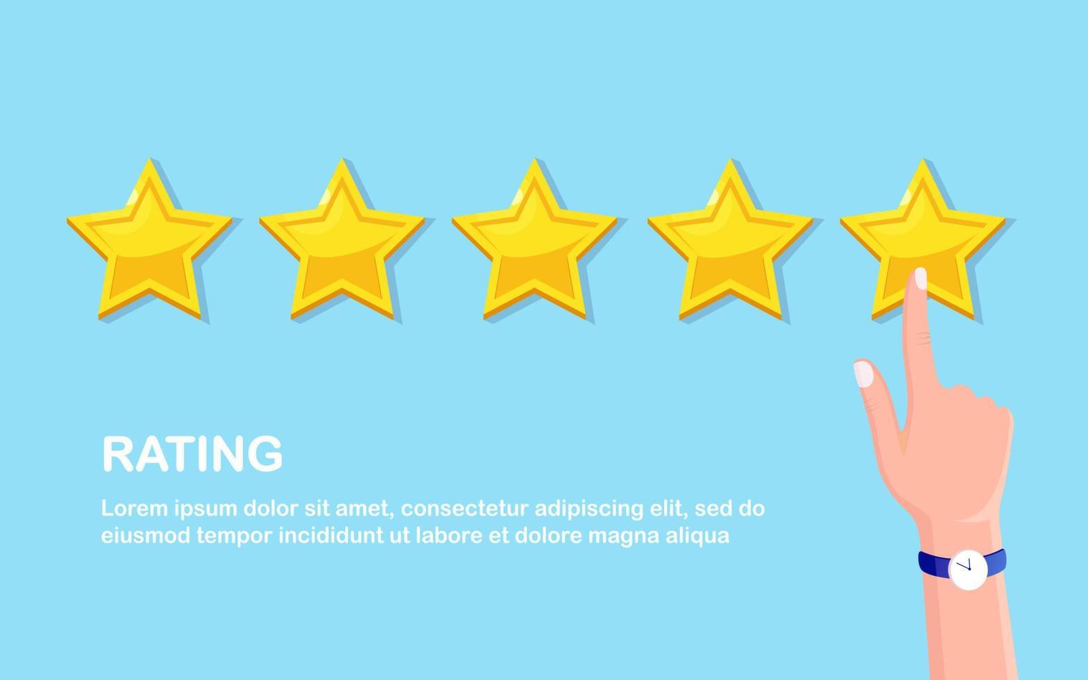 Star rating. Client feedback, customer review. Survey for marketing service. Vector fkat design