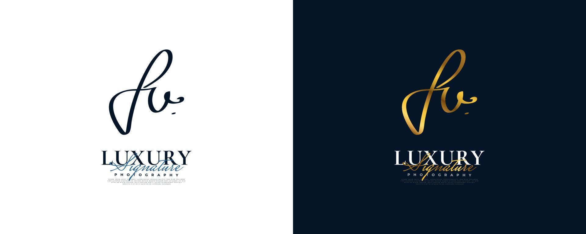Initial F and U Logo Design in Elegant Gold Handwriting Style. FU Signature Logo or Symbol for Wedding, Fashion, Jewelry, Boutique, and Business Identity vector