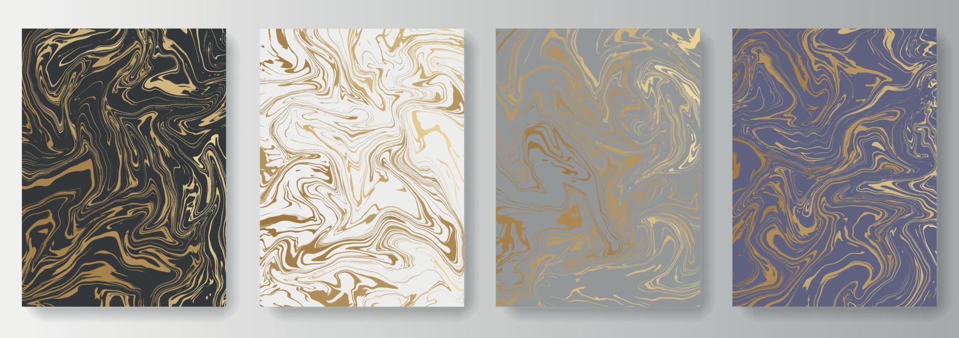 Set Collection of backgrounds with abstract gold paint pattern vector