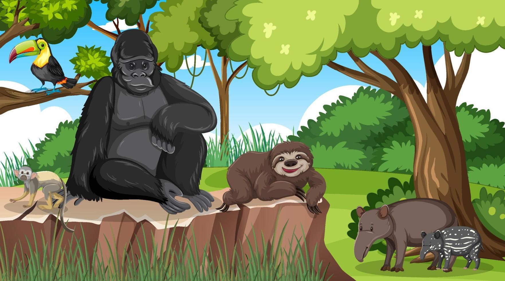 Wild animals in the jungle vector