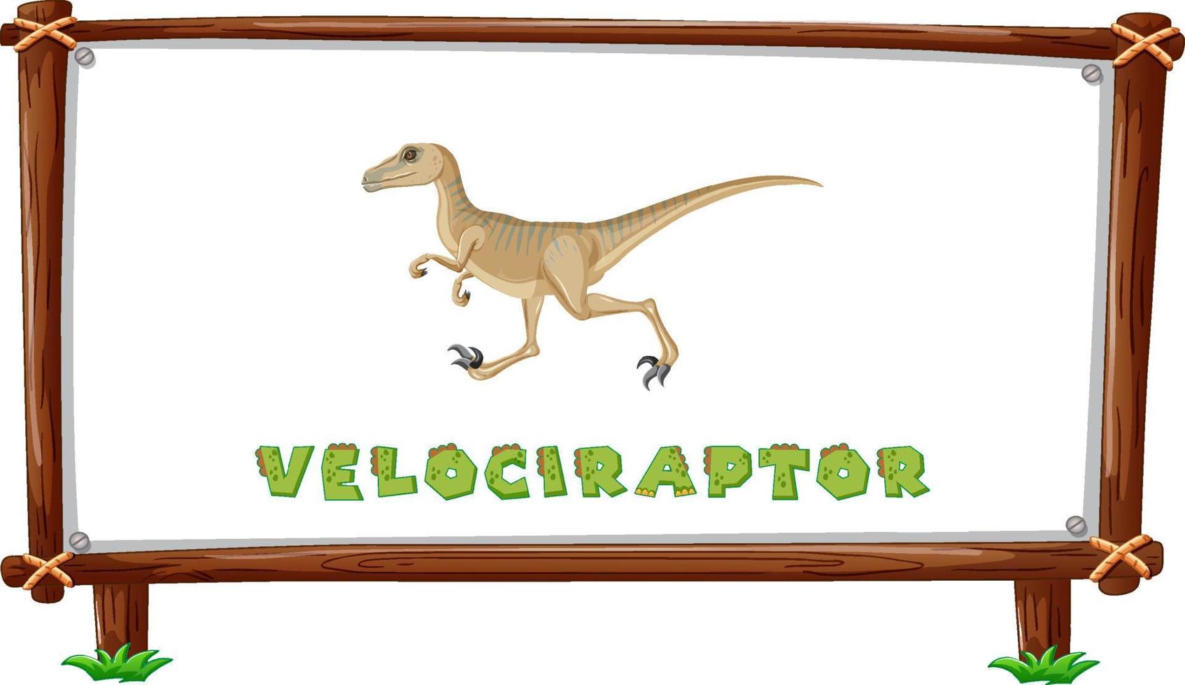 plantilla de marco con dinosaurios y diseño de velociraptor de texto dentro vector