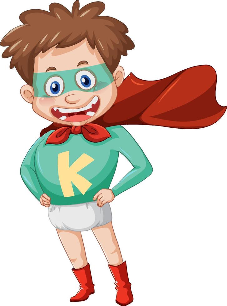 A super Boy Standing on White Background vector