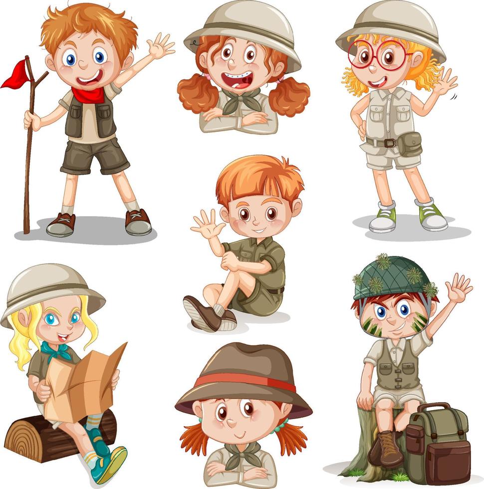 Set of young people doing different actions vector