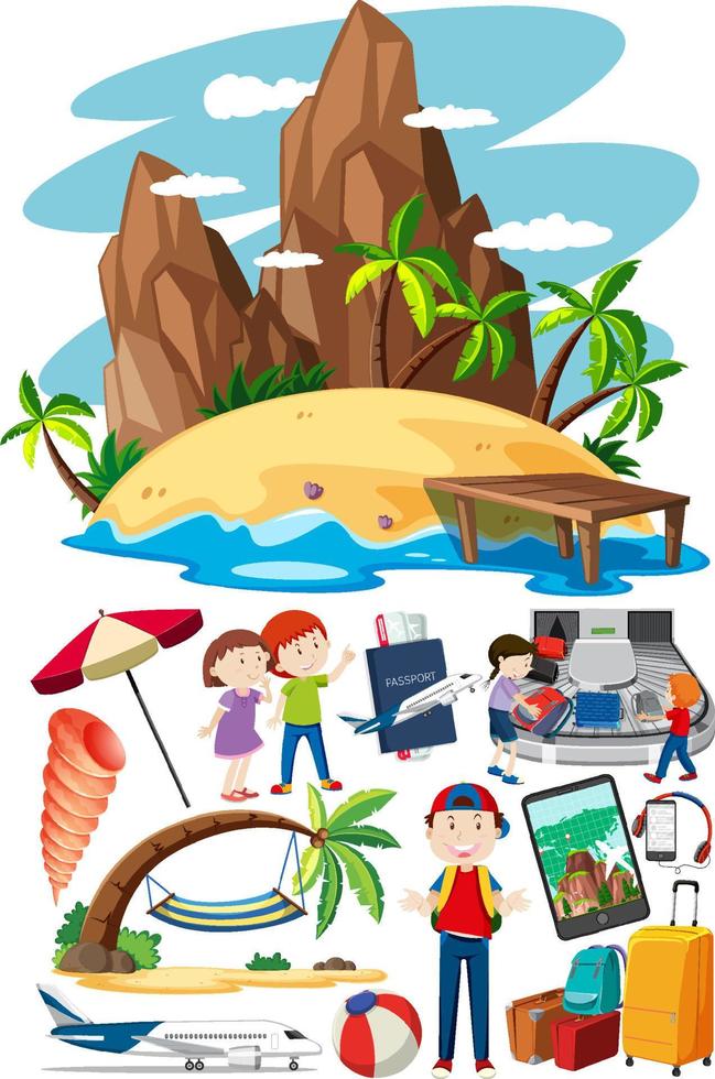 Set of people and scene for travel vector