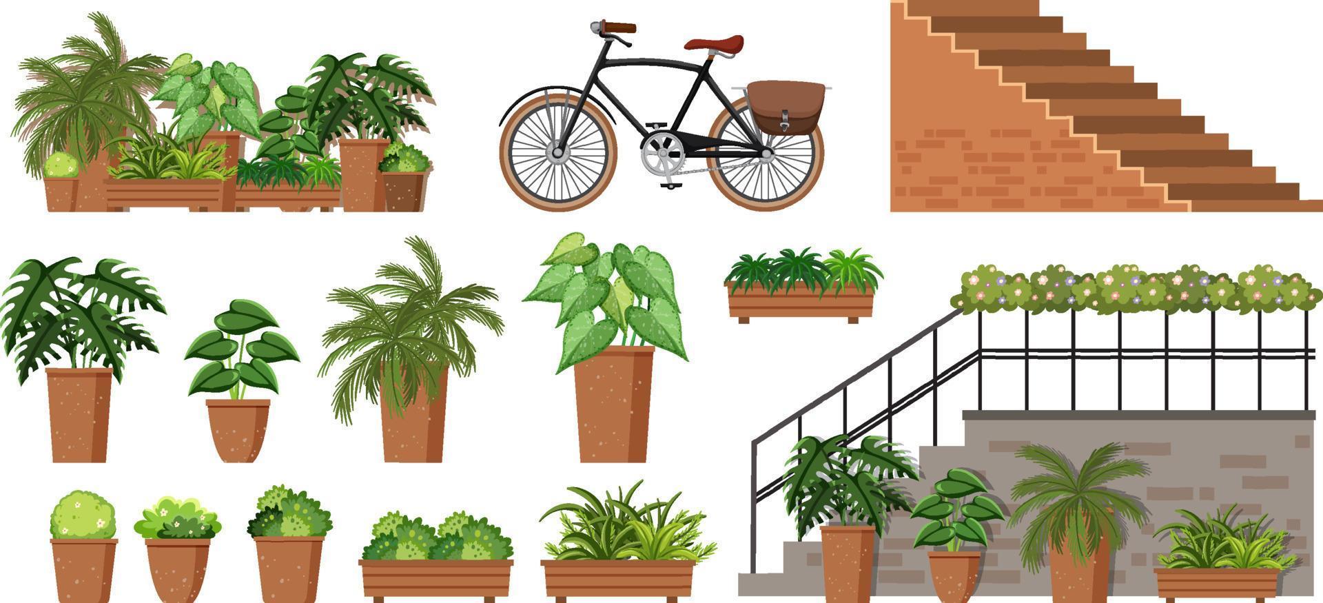 Set of different plant pots vector