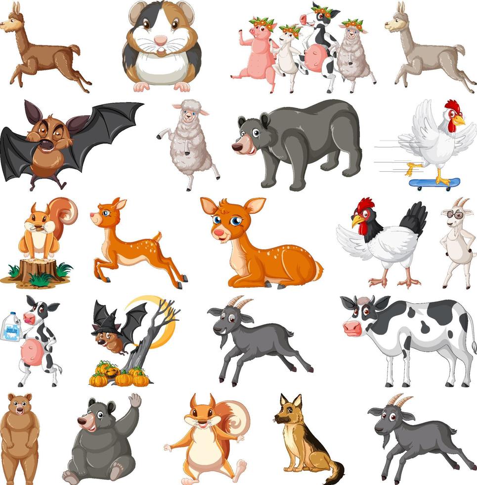 conjunto de diferentes niños de animales vector