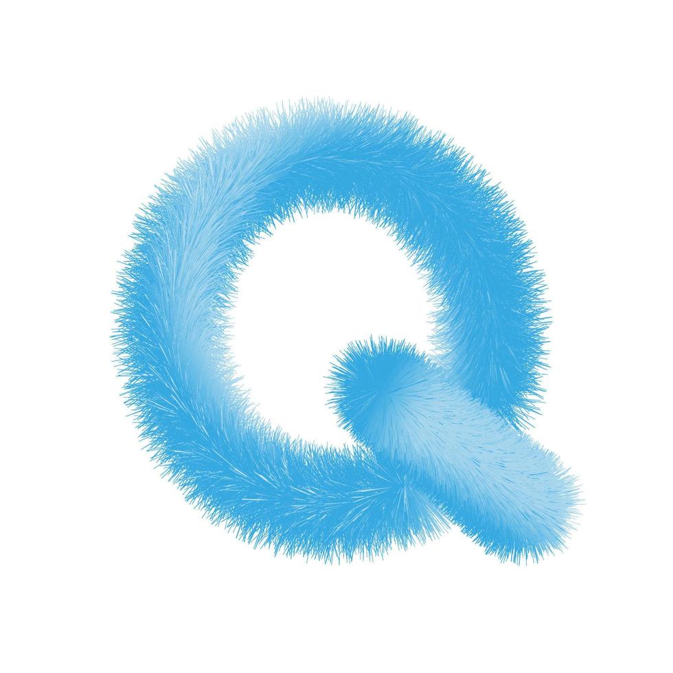 Feathered letter Q font vector. Easy editable letters. vector