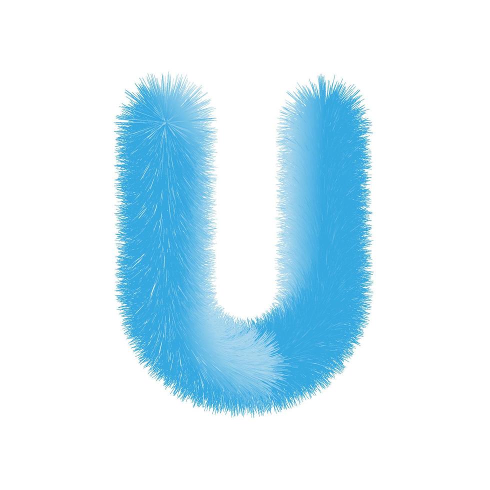Feathered letter U font vector. Easy editable letters. vector