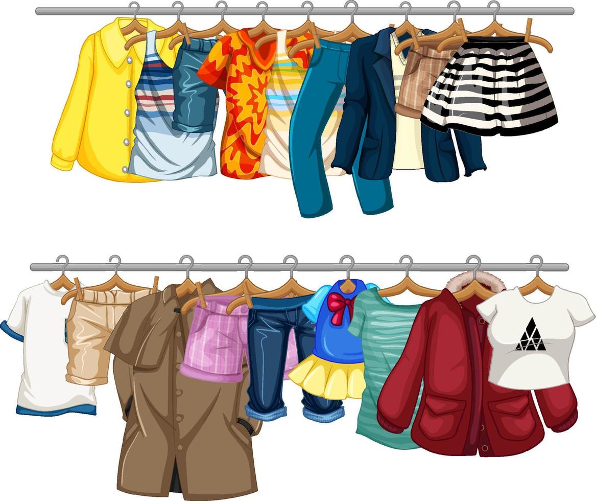 Different clothes hanging on the bars vector