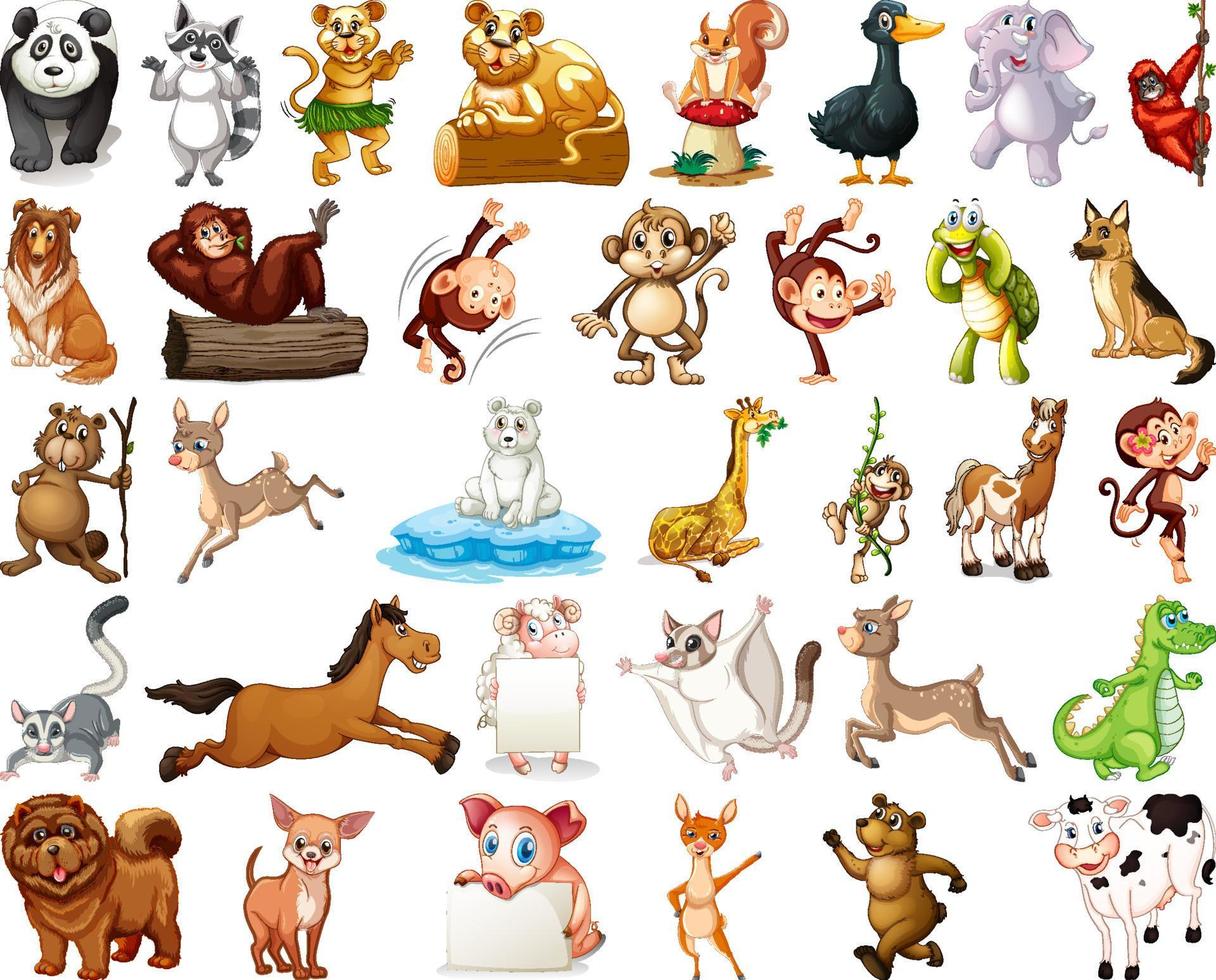 conjunto de personajes de dibujos animados de animales vector