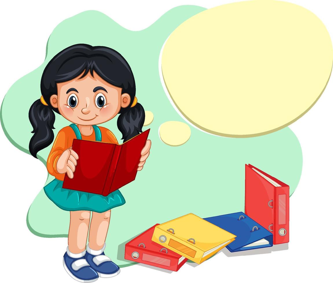 A girl reading with empty callout vector