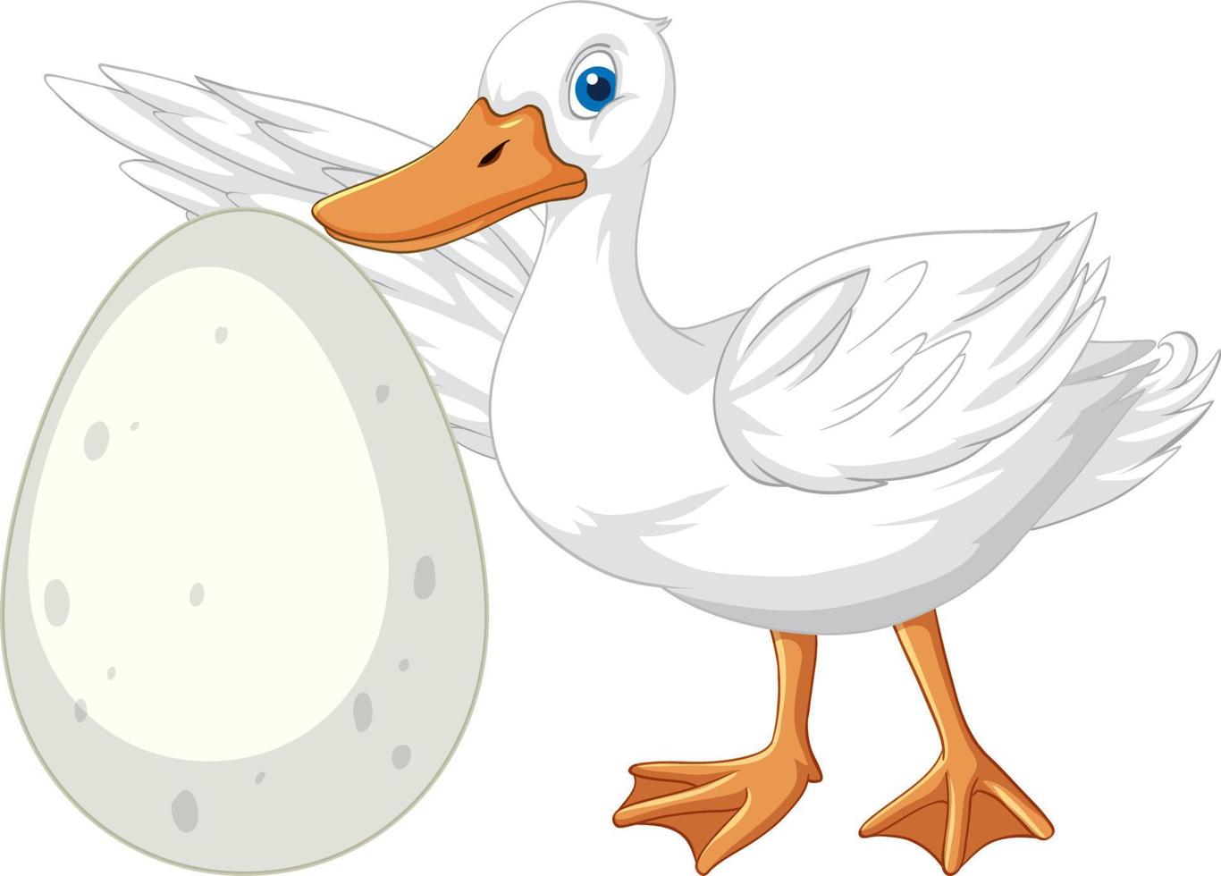 White duck cartoon character on white background vector