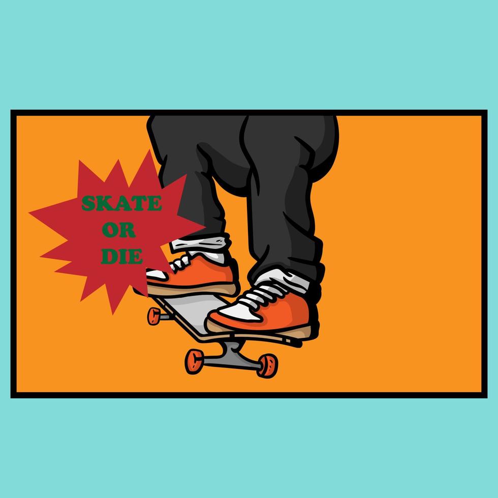 ilustración de hipster de skate de dibujos animados vector