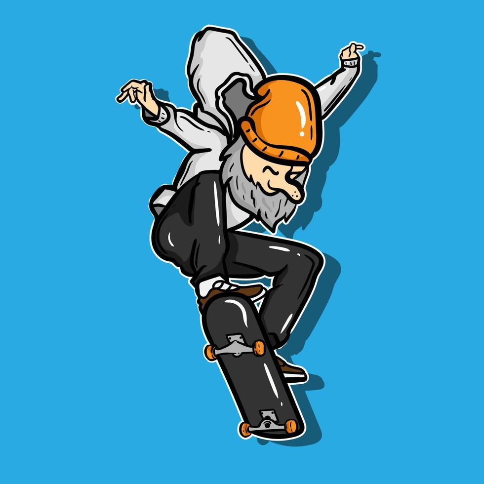 ilustración de hipster de skate de dibujos animados vector