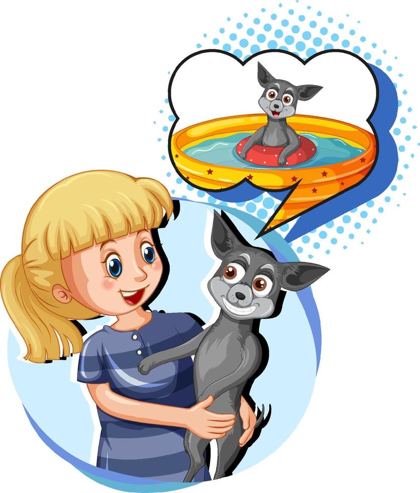 A girl and dog with callouts vector