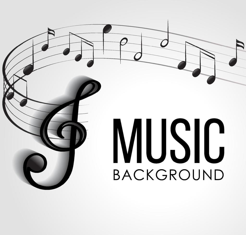 diseño de fuente para word music con notas musicales sobre fondo blanco vector