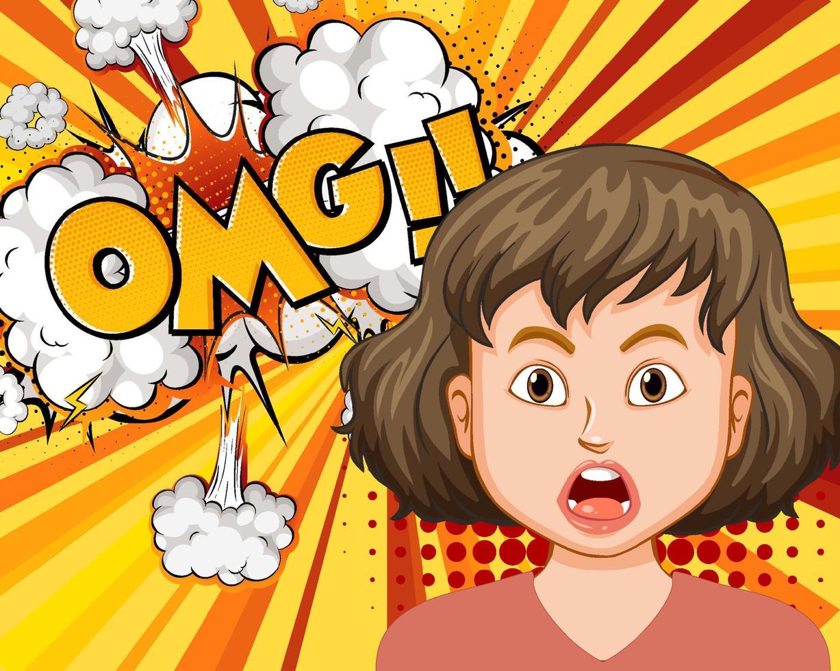 Abbreviation and facial expression retro comic banner design vector