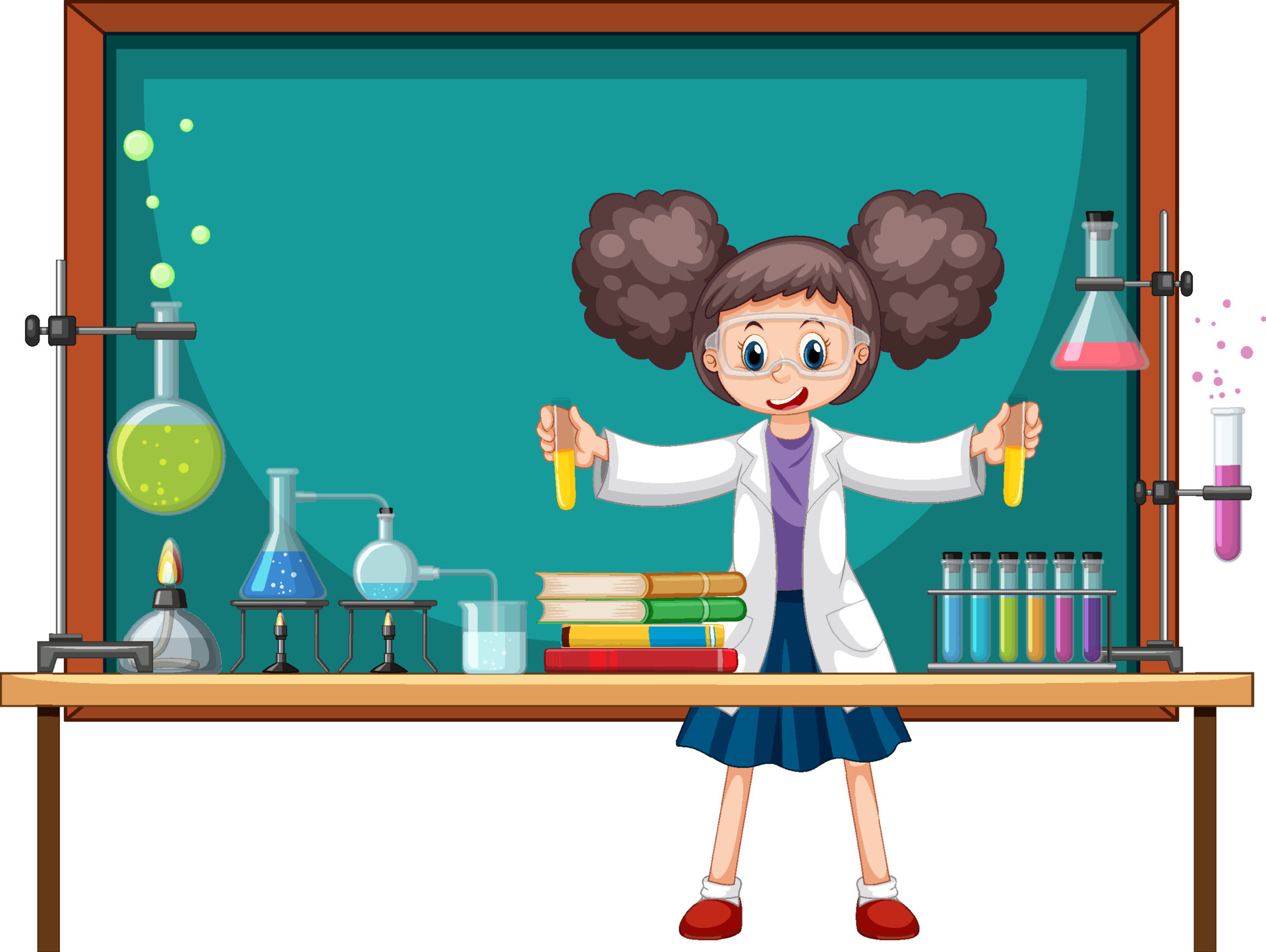 Scientist cartoon character with science lab objects 6583190 Vector Art at Vecteezy Scientist cartoon character with science lab objects 6583190 Vector Art at Vecteezy