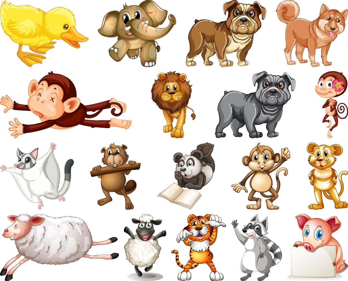 Set of animal cartoon character vector