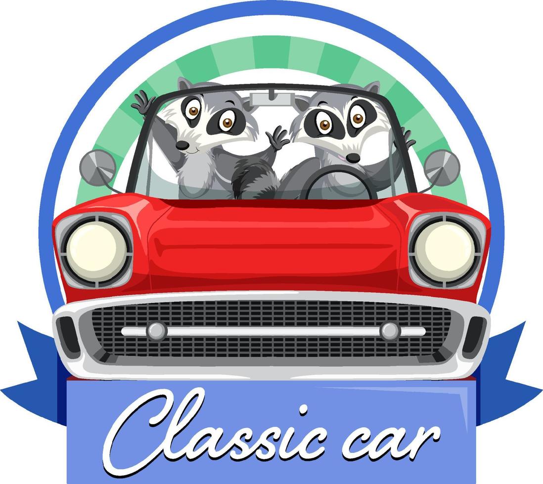 The classic car concept with old car front view vector